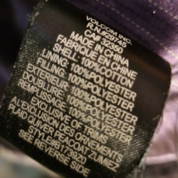 Volcom Purple Plaid Peacoat in sz S EUC - Picture 10 of 10